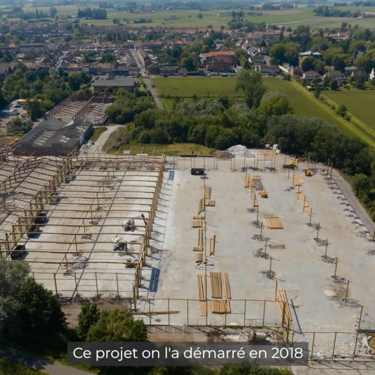 Vue aérienne chantier déconstruction Halluin