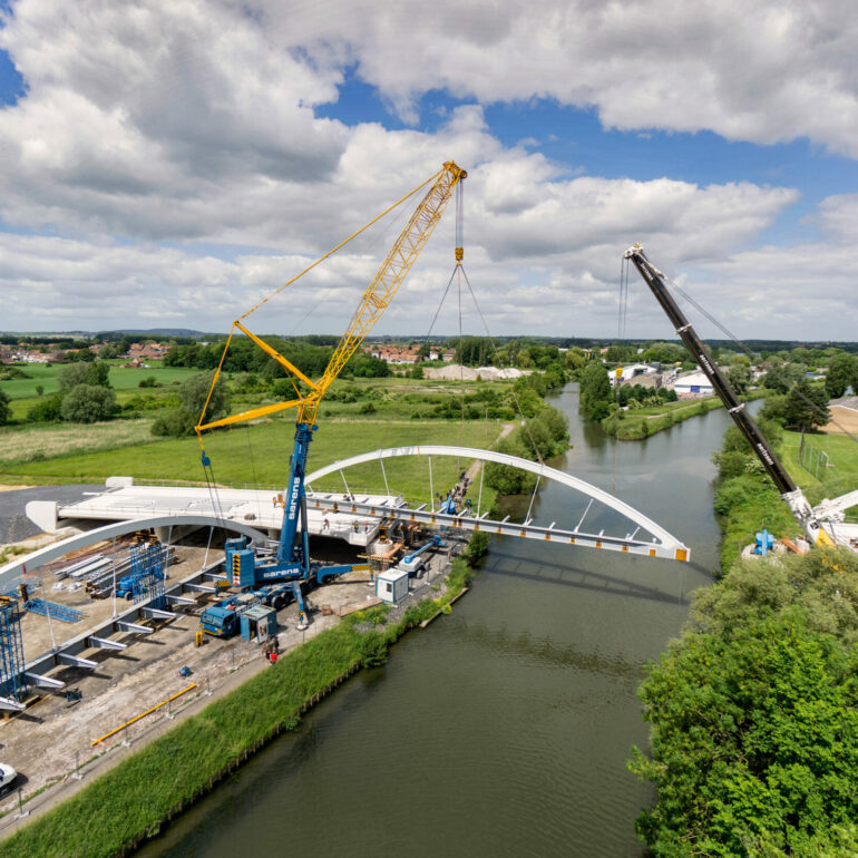 Vue aérienne chantier Pont de Nieppe